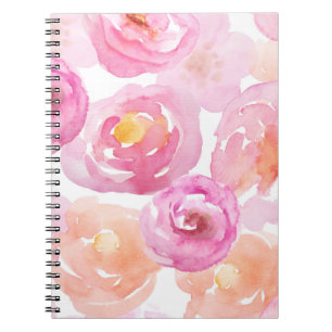 Carnet Ordinateur portable couleur rose et orange Aquarel