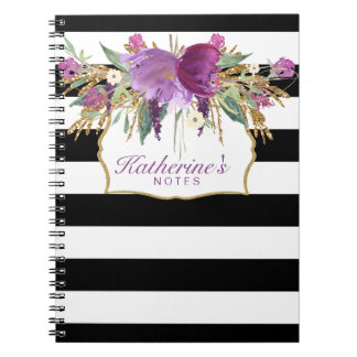 Carnet Ordinateur portable de fleurs d'aquarelle violette