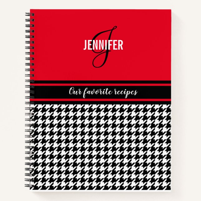 Carnet Ordinateur portable de recette de base rouge chic  (Devant)