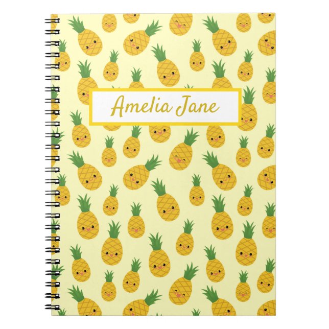 Carnet Ordinateur portable d'impression d'ananas personna (Devant)