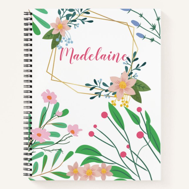 Carnet Ordinateur portable floral personnalisé (Devant)