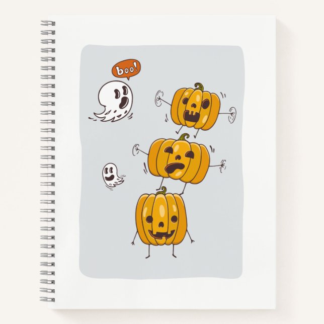 Carnet Ordinateur portable Halloween Citrouilles et Fantô (Devant)
