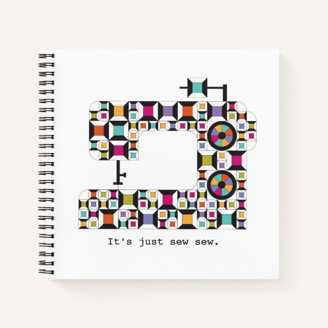 Carnet Ordinateur portable Motif à couture colorée (Devant)