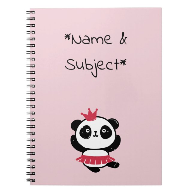 Carnet Ordinateur portable Panda Princess Rose (Devant)
