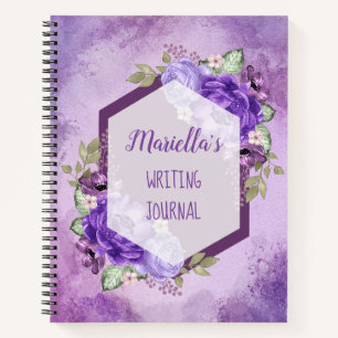 Carnet Ordinateur portable personnalisé de fleurs d'aqua
