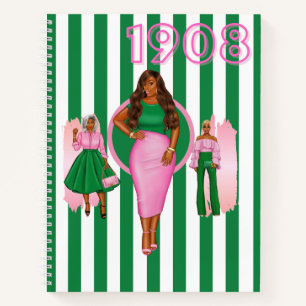 Carnet Ordinateur portable rose et vert