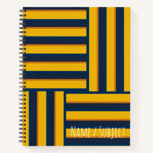 Carnet Ordinateur portable simple à rayures bleu et jaun