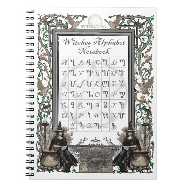 Carnet Ordinateur portable sorcier Alphabet (blanc) (Devant)