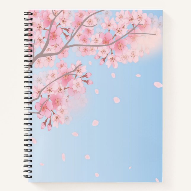 Carnet Ordinateur portable spirale cerise en fleur (Devant)