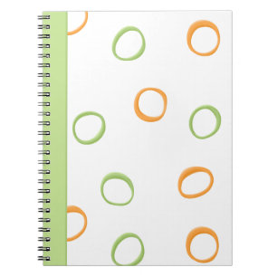 Carnet Ordinateur portable vert orange Cercles rétro pein