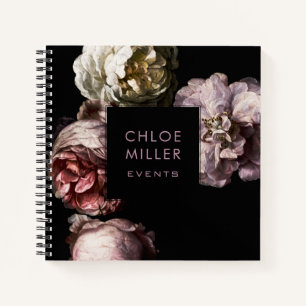 Carnet Ordinateur portable Vintage floral noir moderne