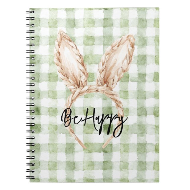Carnet Oreilles de lapin à carreaux verts et blancs Sois  (Devant)