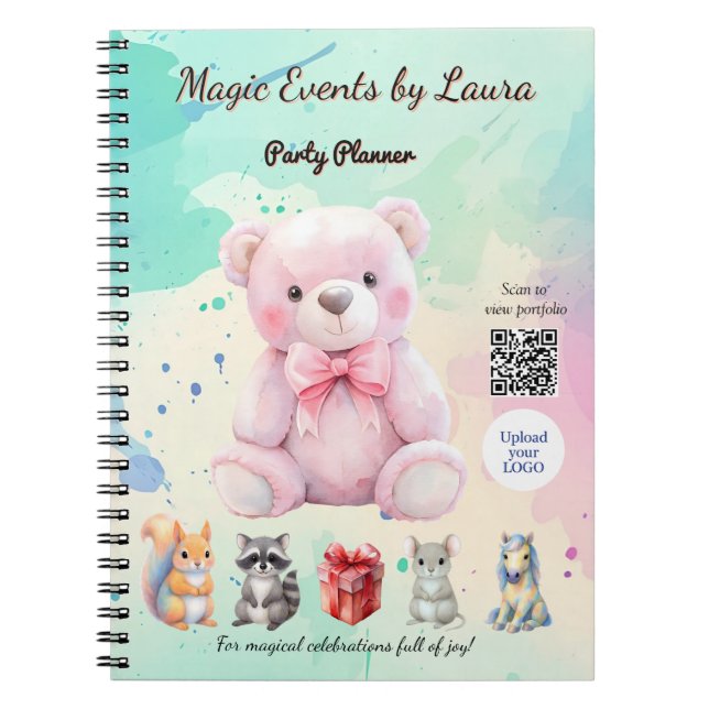 Carnet Organisateur de Fête pour Enfants Logo Code QR Our (Devant)