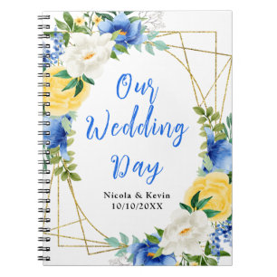 Carnet Organisateur de mariage floral bleu et jaune