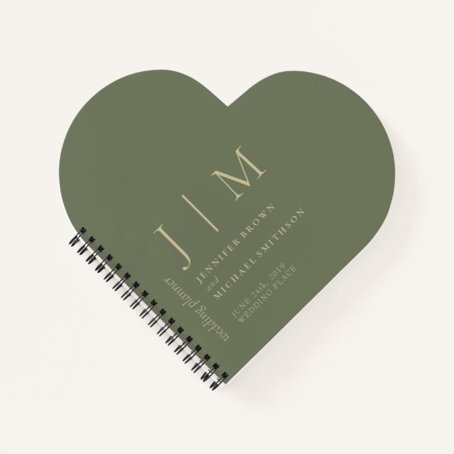 Carnet Organisateur de mariage simple et formel Vert saug (Devant)