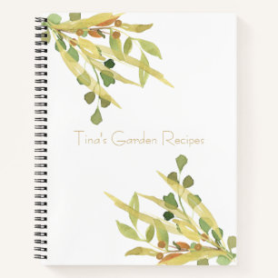 Carnet Organisateur de recettes Gold et Green Foliage