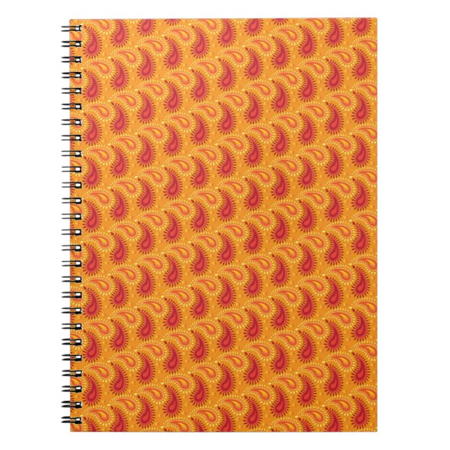 Carnet Oriental Orange Perse Motif Paisley (Devant)
