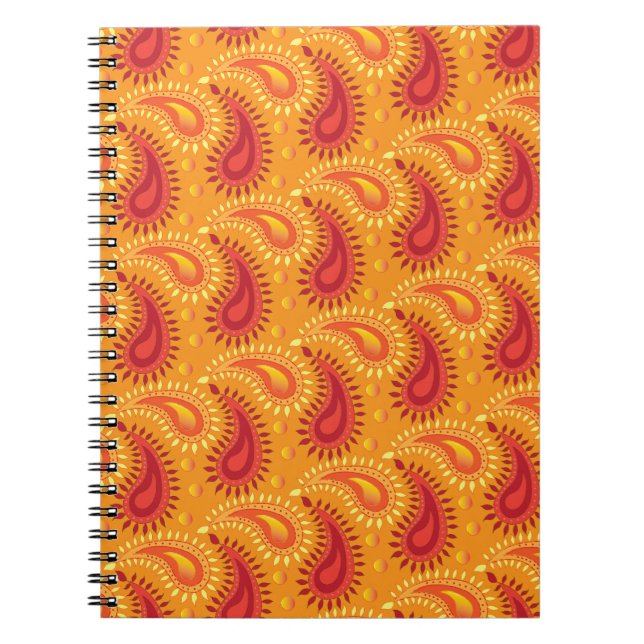 Carnet Oriental Orange Persian Paisley Pattern (Devant)