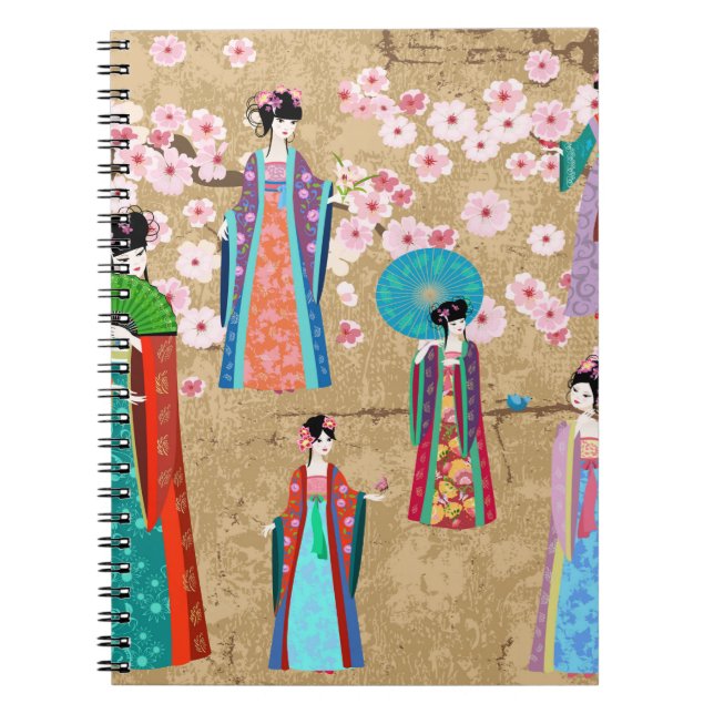 Carnet Orientale fille en retro costumejapanese, chinois, (Devant)