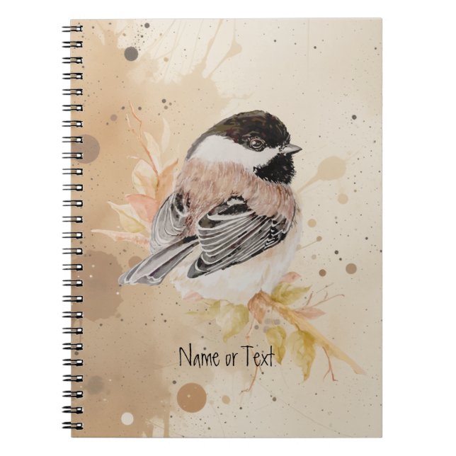 Carnet Original Hand painted Watercolor Chickadee Bird (Devant)
