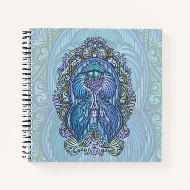 Carnet Ornat bleu et design Mandala Turquoise (Devant)