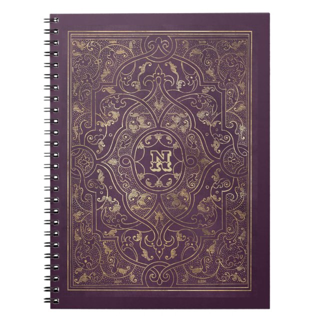 Carnet Ornat violet et cadre or (Devant)