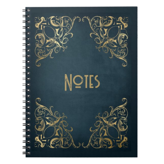 Carnet Ornate Blue et Gold Frame (Devant)
