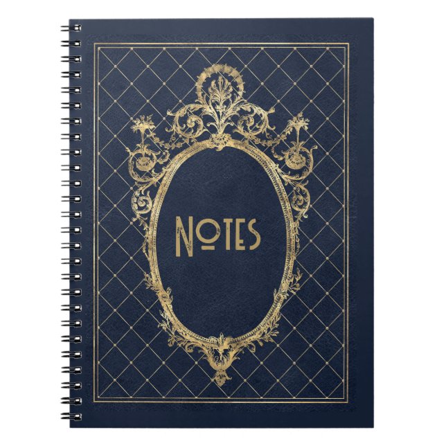 Carnet Ornate Blue et Gold Frame (Devant)