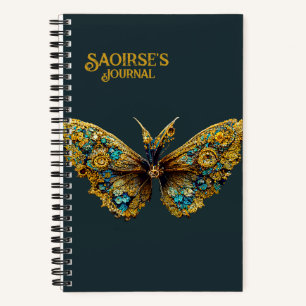 Carnet Ornate Gold & Papillon Turquoise Petite couverture