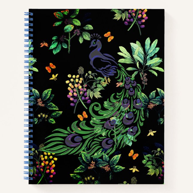 Carnet Ornate Peacock and Vintage Floral (Devant)