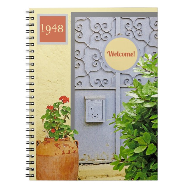 CARNET ORNATE PORTE & FLEURS EN TERRACOTTA POT (Devant)