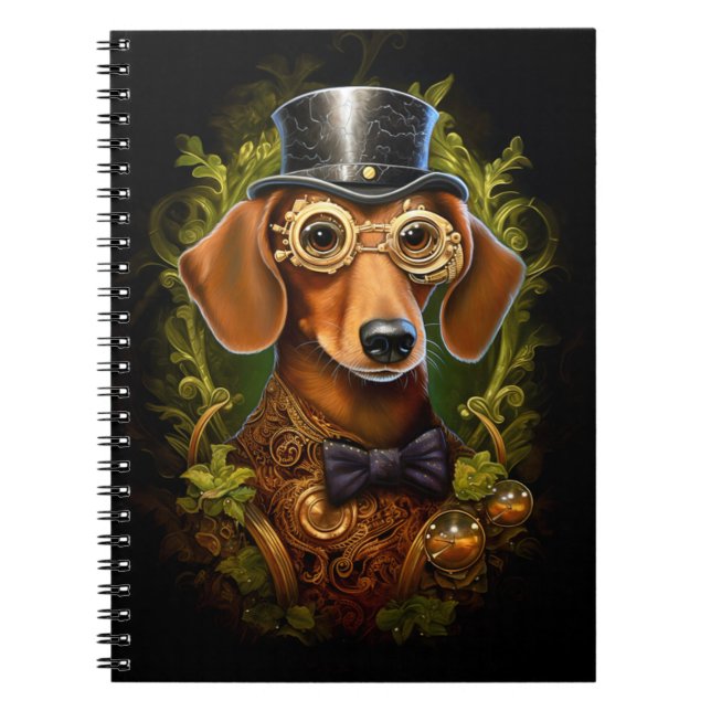 Carnet Ornate Steampunk Dachshund Chien 149 Nouveauté (Devant)
