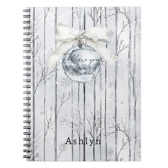 Carnet Ornement d'arbre de Noël en forme d'arc gris argen (Devant)
