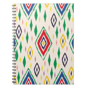 Carnet Ornement folklorique géométrique Ikat avec diamant