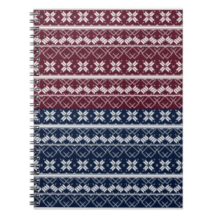 Carnet Ornement scandinave sur un bleu bordeaux