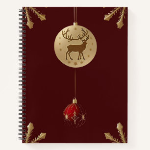 Carnet Ornements de Noël Cerf Doré Cadeau de Fêtes