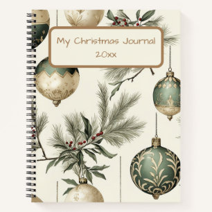 Carnet Ornements de Noël Sage Green et Gold