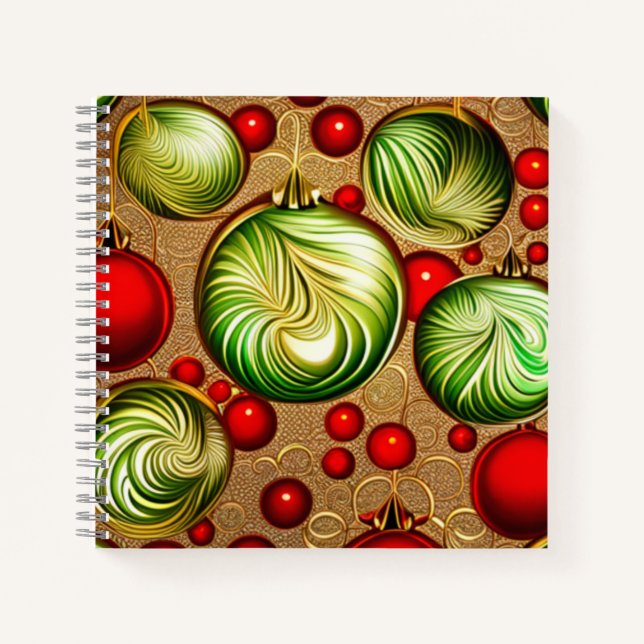 Carnet Ornements Rouges et Verts (Devant)