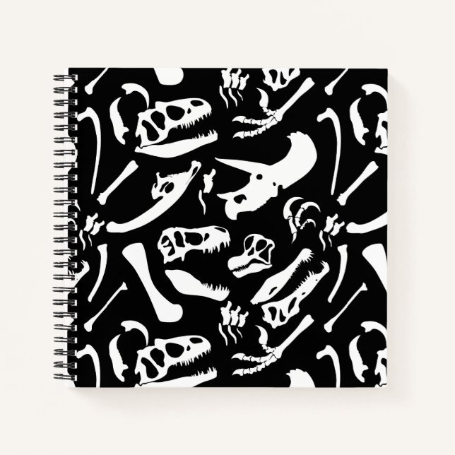 Carnet Os de dinosaure (noir et blanc) (Devant)