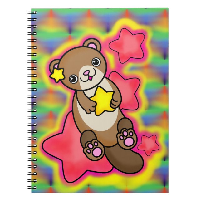 Carnet Otter étoile mignonne aux couleurs psychédéliques  (Devant)