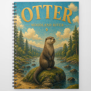 Carnet Otter Woodland River Watercolor GeoSaga