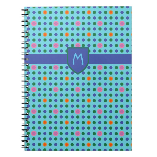 Carnet ou Jotter personnalisé Pois Monogramme (Devant)