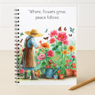 Carnet Où les fleurs poussent, la paix suit Inspirant 