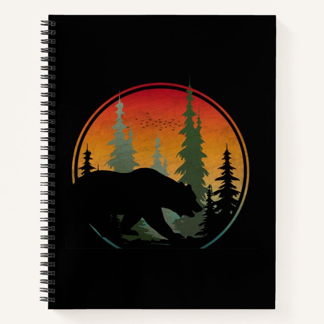 Carnet Ours Coucher de Soleil Forêt Animal de la Nature (Devant)