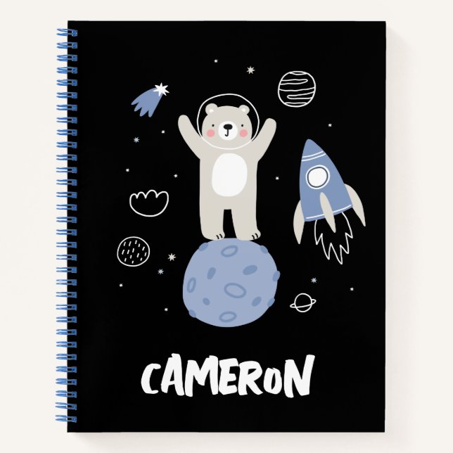 Carnet Ours De Cartoon Mignonne Dans L'Espace (Devant)