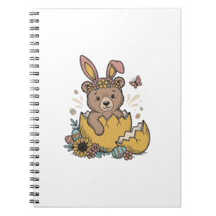 Carnet Ours de Pâques mignon dans un œuf cassé Vecteur vi