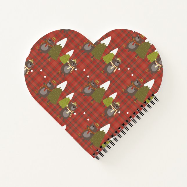 Carnet Ours d'hiver Blanc Noël Rouge Buffle Plaid (Dos)