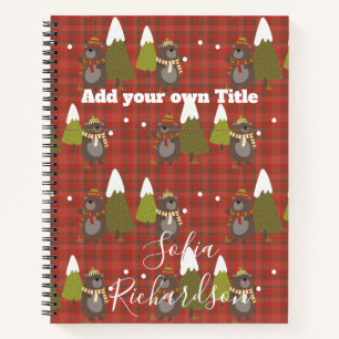 Carnet Ours d'hiver Blanc Noël Rouge Buffle Plaid