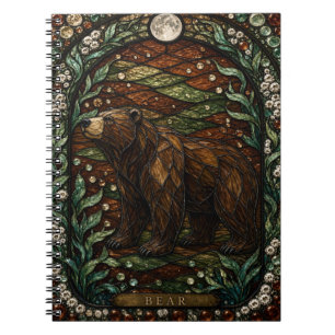 Carnet Ours en Bois d'Automne en Verre Cathédrale Illumin