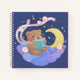 Carnet Ours en peluche lisant avec illustration de monstr